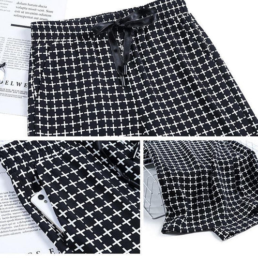 Color Striped Wide-leg Pants Ladies Summer High Waist Loose Thin Ice Silk Straight and Thin Casual Mopping Trousers