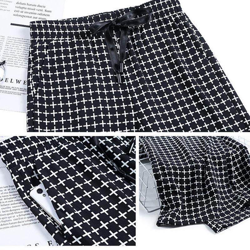 Color Striped Wide-leg Pants Ladies Summer High Waist Loose Thin Ice Silk Straight and Thin Casual Mopping Trousers