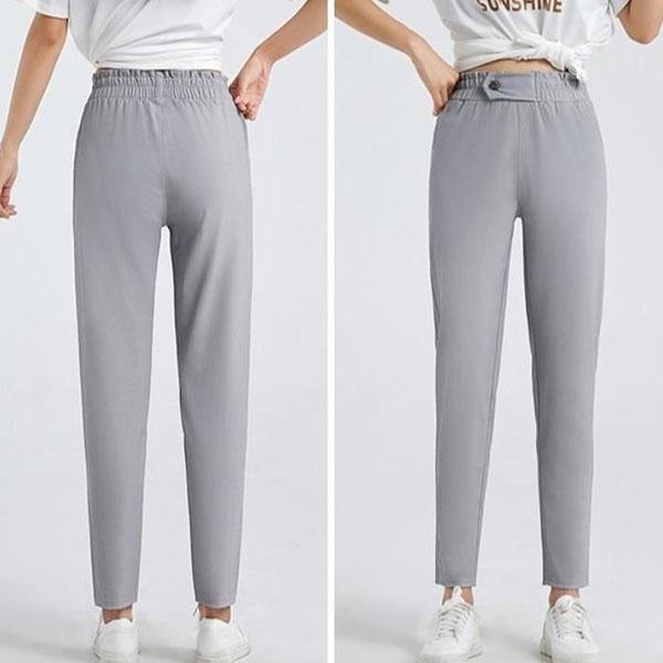 S-3XL Female Solid Color Thin Casual Cropped Pants Sports Sweatpants Women's Spring Summer Large Size Loose Long Harem Pants