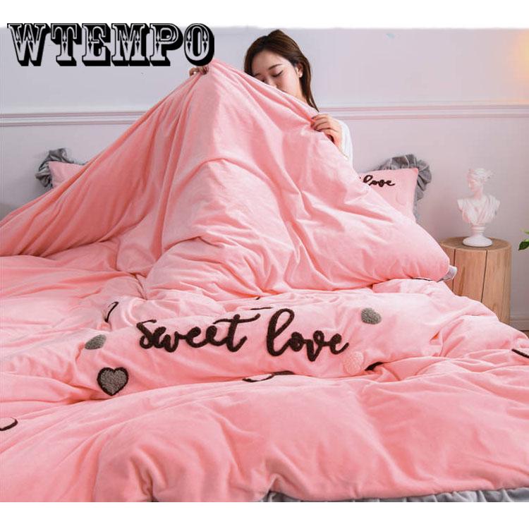 Fleece Fabric Winter Duvet Cover Set Warm Christmas Bedding Set Bedsheet Warm Duvet Cover Set