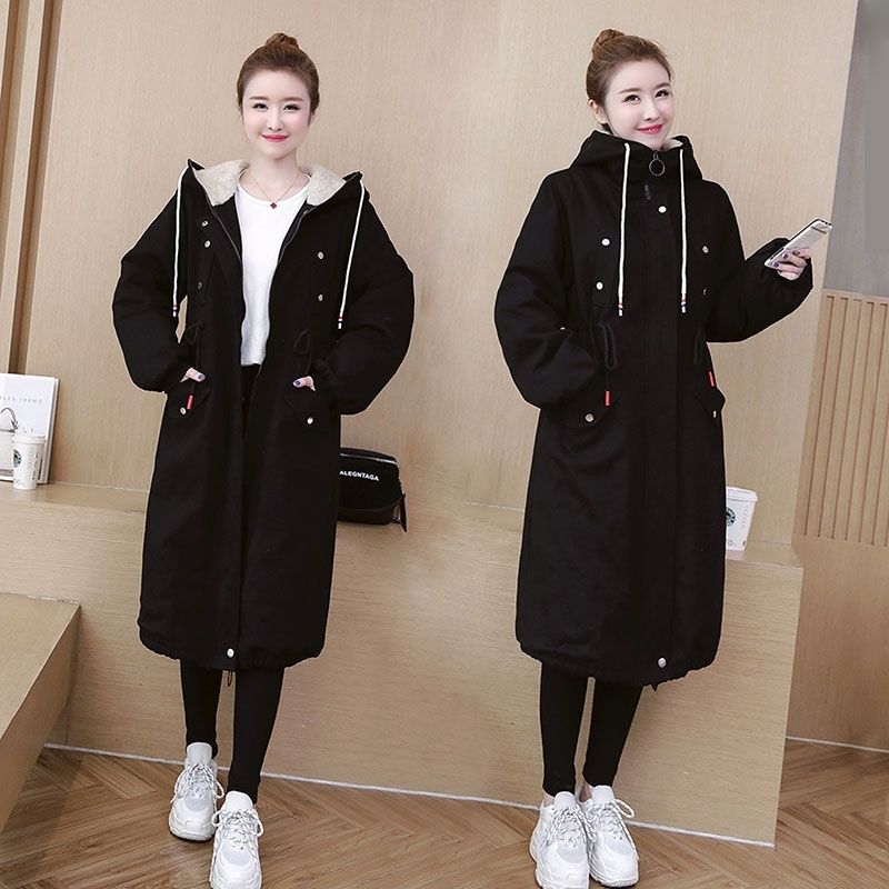 Winter Korean Style Loose Hooded Padded Coat Women's Long Plus Size Padded Coat