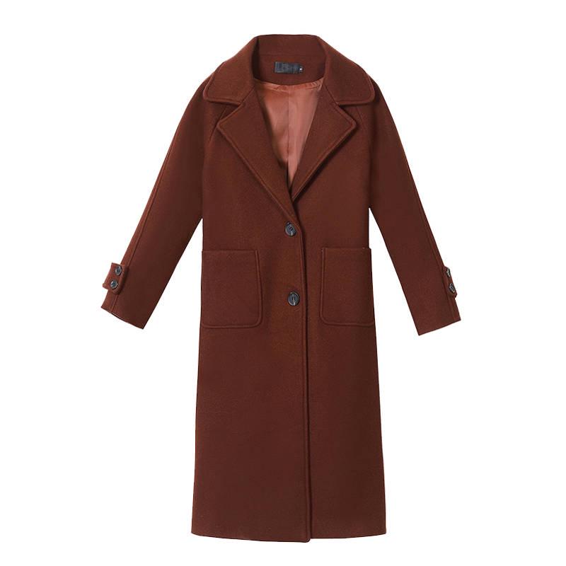 Women Winter Autumn Single Breasted Coat Long Trench Coats Outerwear Casual Wool Overcoat Ladies