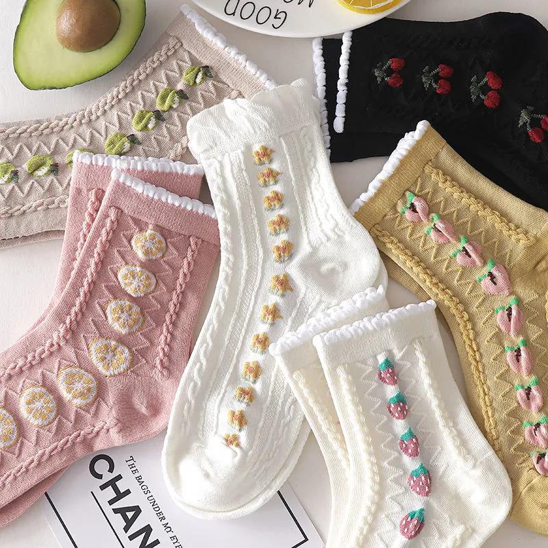 Three Pairs of Women's Socks Fashion Print Cartoon Pattern Socks Winter Thick Warm Pile Pile Socks