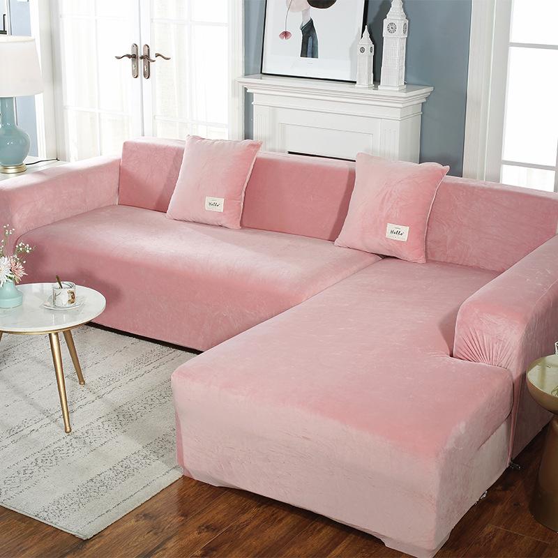 Thick Plush Solid Color Sofa Cover Elastic Non-slip One-piece Sofa Cover Universal All-inclusive Chaise and Lazy Combination