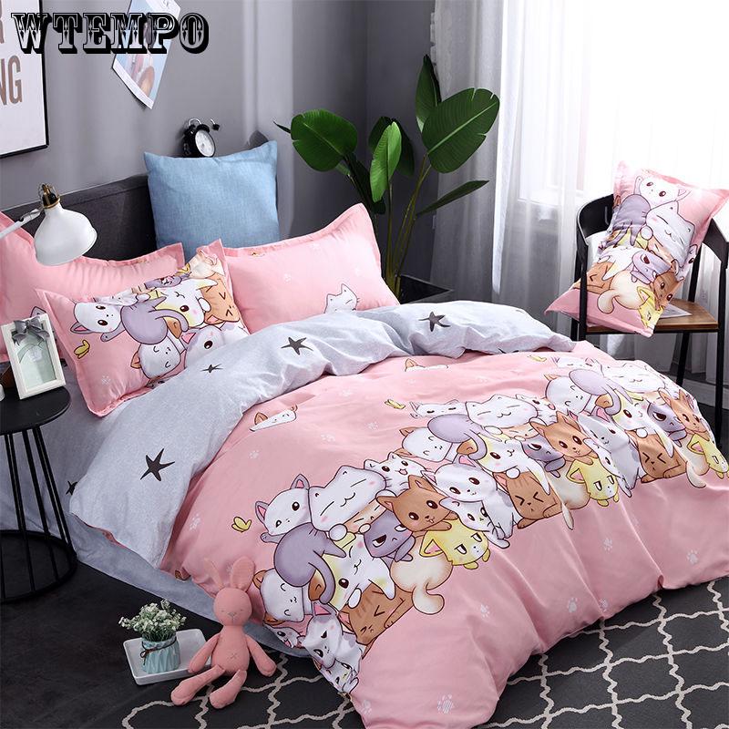 Cover Set Cartoon Single Bed Duvet Bedding Sweet Dream for Kids Girls 3/4pcs Colorful