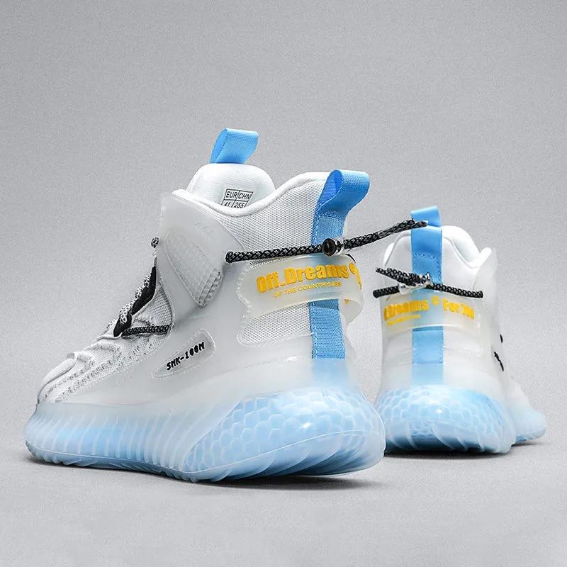 Men's High Top Shoes Casual Sports Coconut Shoes Men's Shock Absorbing Basketball Shoes Fitness Sneakers Fly Woven Mesh Casual Shoes