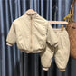 Boys' Autumn and Winter Suits Both Sides Wear Suits Children's Western-style Baby Plus Velvet Thickening Warm Two-piece Cotton Jacket
