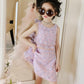 Girls' Dress Summer Broken Flowers Dress Children Net Red Girl Chinese Style Fake Two Pieces of Lace Skirt