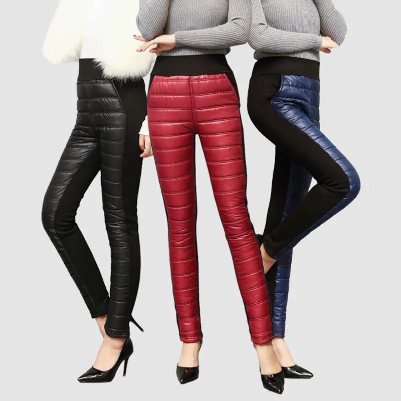 High Waist Down Cotton Trousers Women Wear Thick Leggings Plus Fleece Warm Pants Plus Size Middle-aged Mother Wear