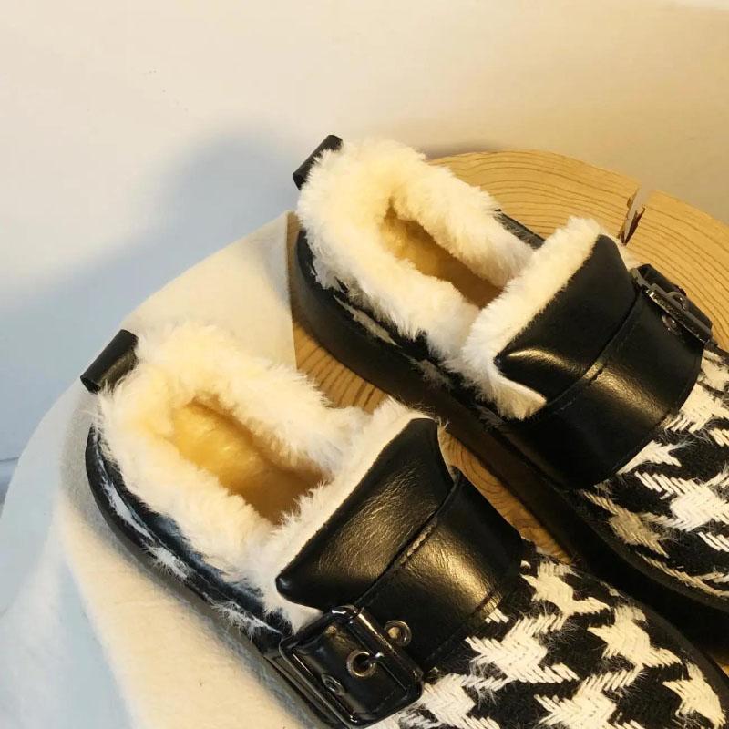 Women's Winter Warm Plus Velvet Padded Cotton Shoes Casual Flat All-match Flat Shoes