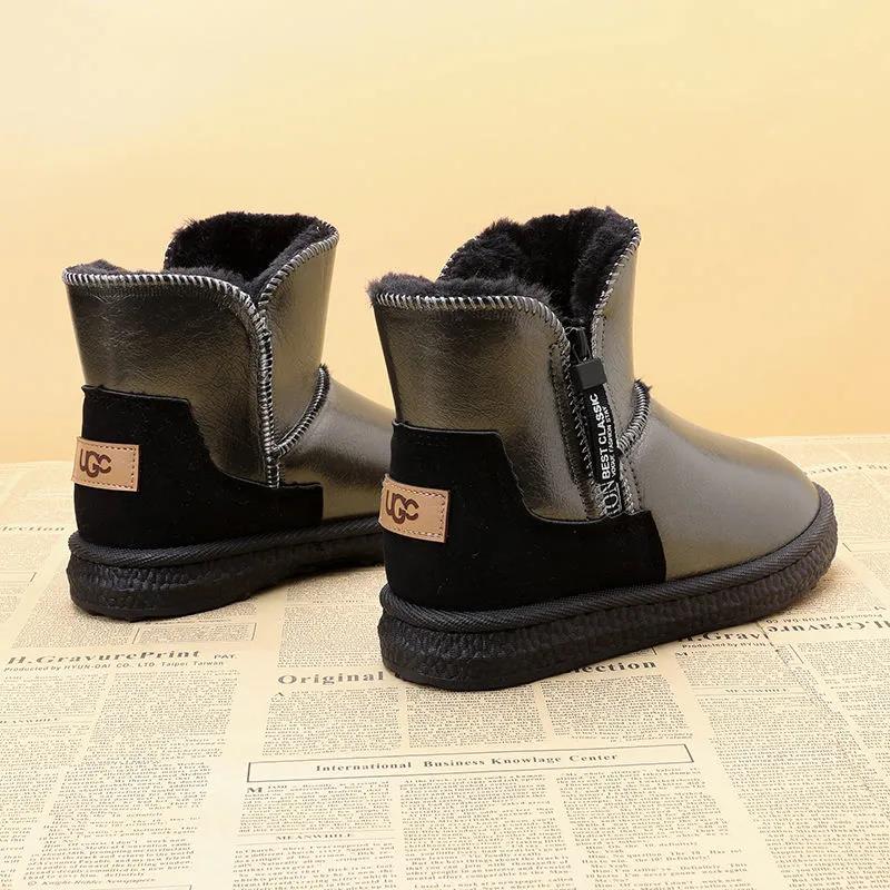 Snow Boots Women Plus Velvet In The Tube Waterproof Non-slip Fur Boots Winter Warm Cotton Shoes Boots