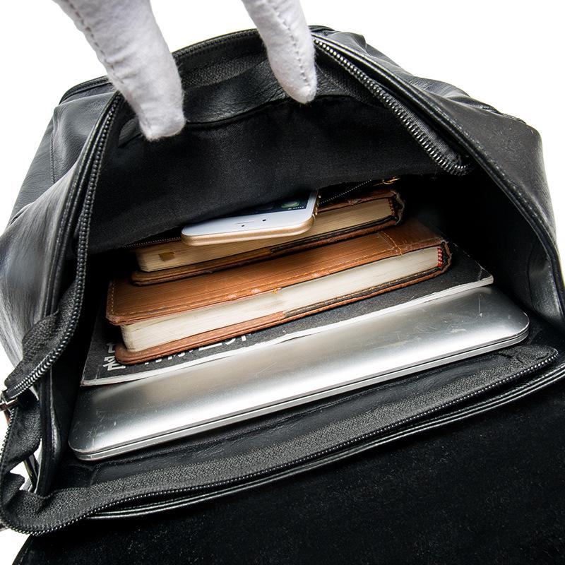 Men leather backpack large capacity multi-functional anti theft laptop backpack With USB charging