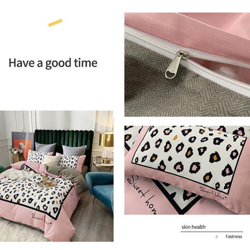 Thickened Grinding Long Velvet Wool Twill Four Sets of Leopard Striped Cotton Quilt Cover Single Tribute Cotton Bed Set 1.8 M 2 Meter Bed