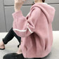 Loose Hooded Long Sleeve Sweater Autumn and Winter Button Cardigan Warm Top Mink Fleece Fashion Casual Jacket
