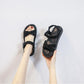 White Sport Sandals Women Summer Outdoor Beach Lightweight Breathable Open Toed Ladies Sandals Casual Flat Black