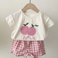 Kids Baby Girl Boy Clothes Set Tops Solid Cartoon Short Sleeve Shirt Crop Pants Summer Casual Outfit Sets Girls Boys 0-4Y