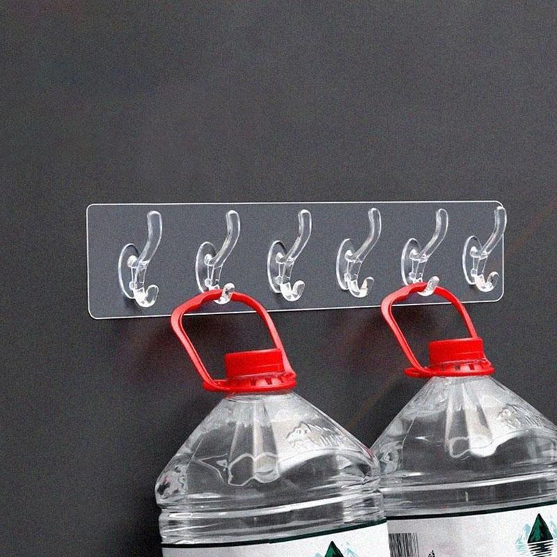 Kitchen Bathroom Wall HooksHat Clothes Coat Hanger Towel Holder Seamless Door Storage Rack