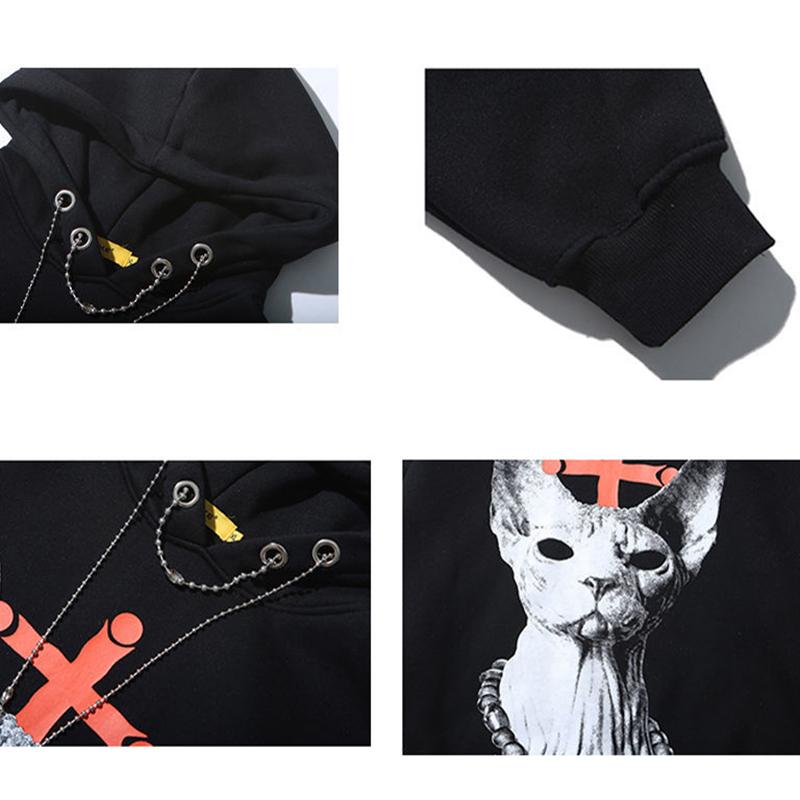 Autumn and Winter Sweater Women Dark Personality Hairless Cat Print