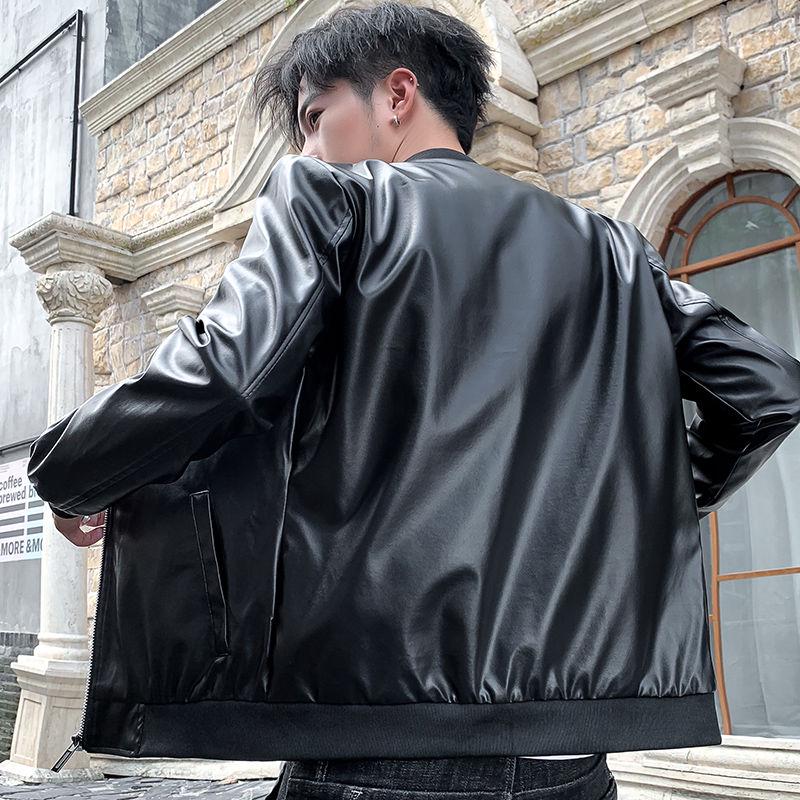 Slim Leather Jacket Trend All-match Jacket Large Size Casual Leather Men's Clothing