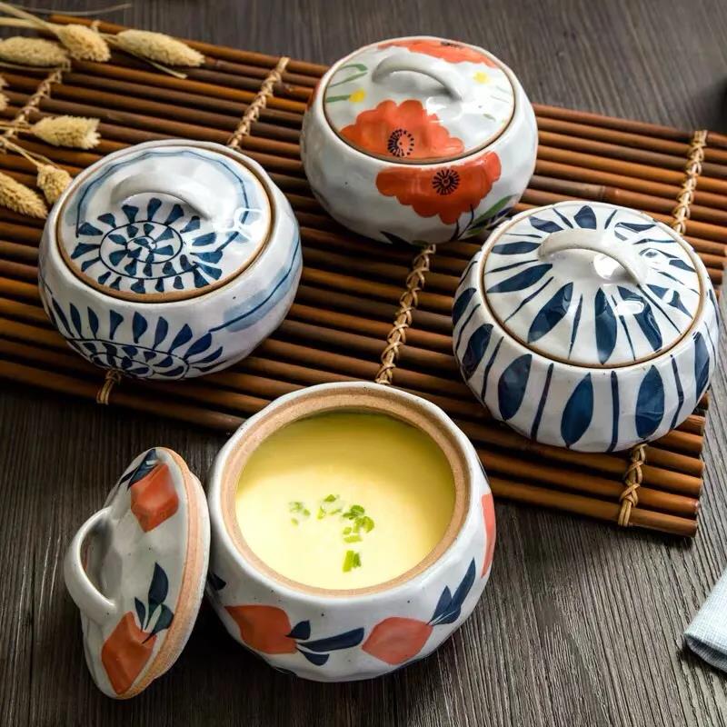 Household Ceramic Soup Pot with Lid, Stew Pot, Steamed Egg Pot, Soup Liner, Stew Pot, Bird’s Nest Small Stew Pot, Handmade Ceramic Pot