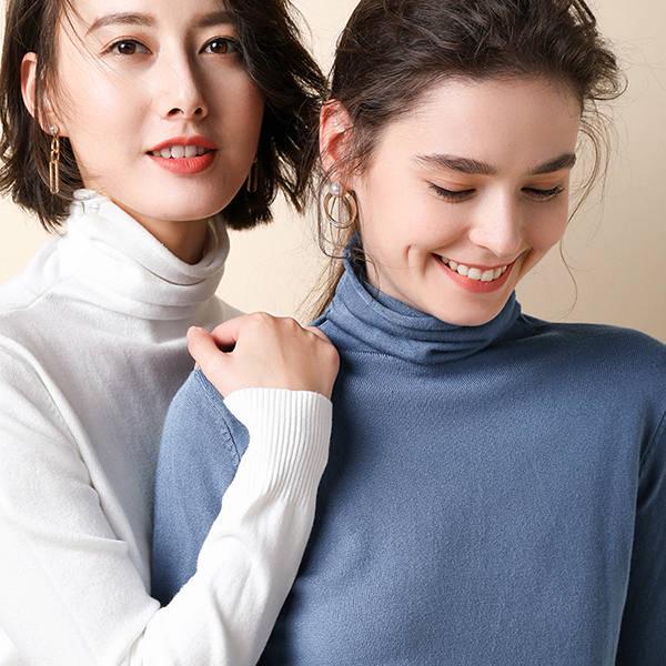 Pofulove 11 Colors Autumn and Winter Sweater Women's New High-neck Slim Long-sleeve Pull-up Turtleneck Sweater Knitted Base Shirt