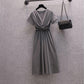 Irregular Folds Sexy M-XXXXL Women's Summer Dress Short Sleeve V-Neck Knee-length Daily Wear Office Dating Party