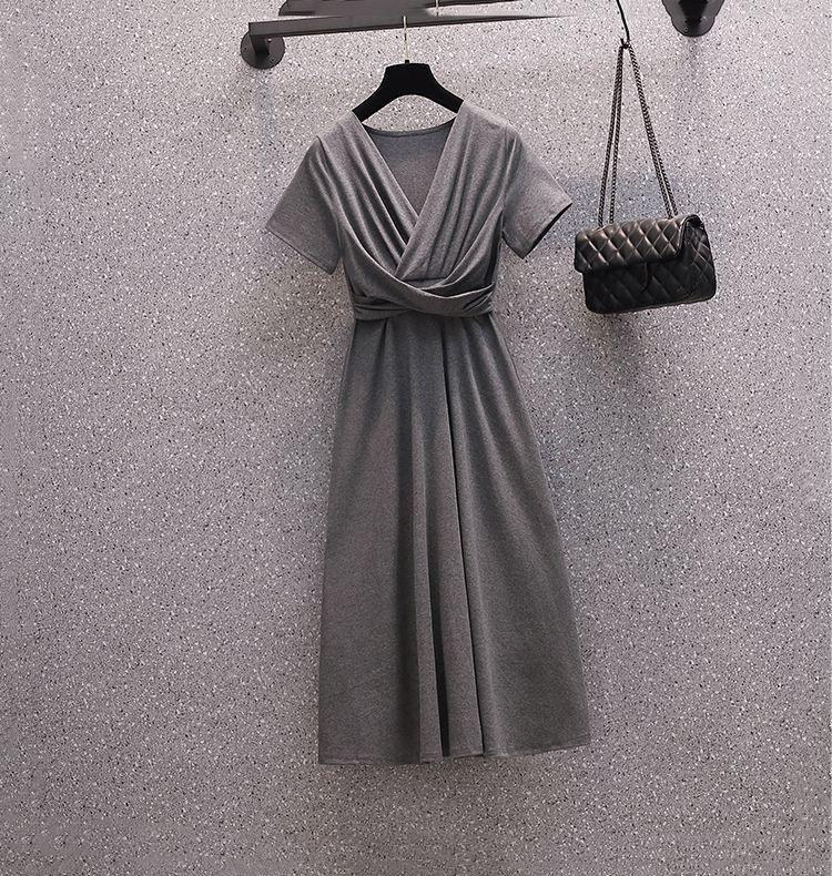 Irregular Folds Sexy M-XXXXL Women's Summer Dress Short Sleeve V-Neck Knee-length Daily Wear Office Dating Party