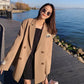 Women Casual Fashion Suit Jacket Pocket Long-sleeved Overalls Office Solid Color Slim Fit Suit Jacket All-match Temperament Top