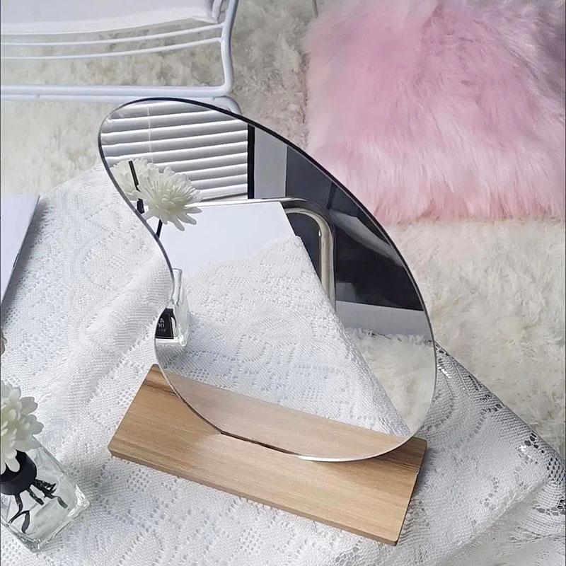 Irregular Mirror Simplicity Single Wooden Makeup Mirror Desktop Creative Travel Student Dormitory Bedroom Home Decoration