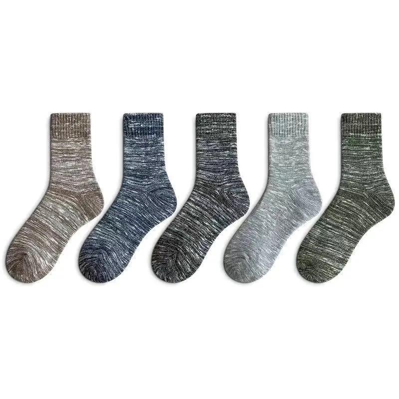 Thicken Tube Socks Men's Fashion Printing Plus Velvet Towel Socks Warm Winter Deodorant Cotton Socks
