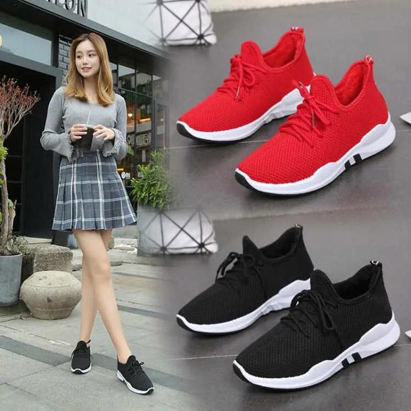 Autumn and Winter Women's Shoes Elastic Sports Casual Shoes Non-slip Wear-resistant Running Shoes