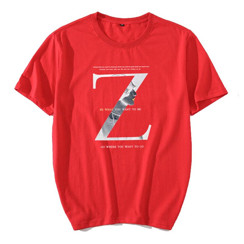 Z Letter Print T-shirts Summer Men O-neck Short Sleeve Casual Shirts Hong Kong Trend Tees Oversized Soft Breathable Tops