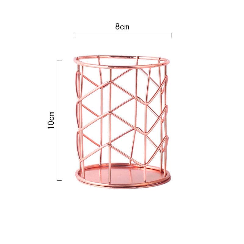 Office Supplies Storage Barrel Wrought Iron Rose Gold Desktop Pen Holder Gold Tool Storage Barrel