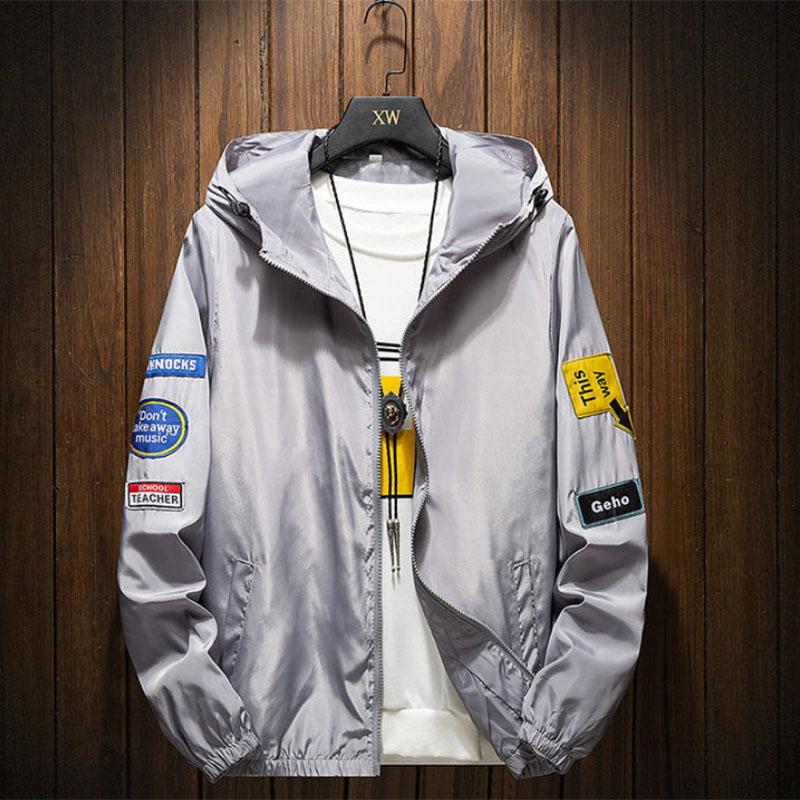 Spring and Autumn Men's Zipper Jacket Teen Jacket Trend Student Gown Thin Large Size Hooded Sports Top