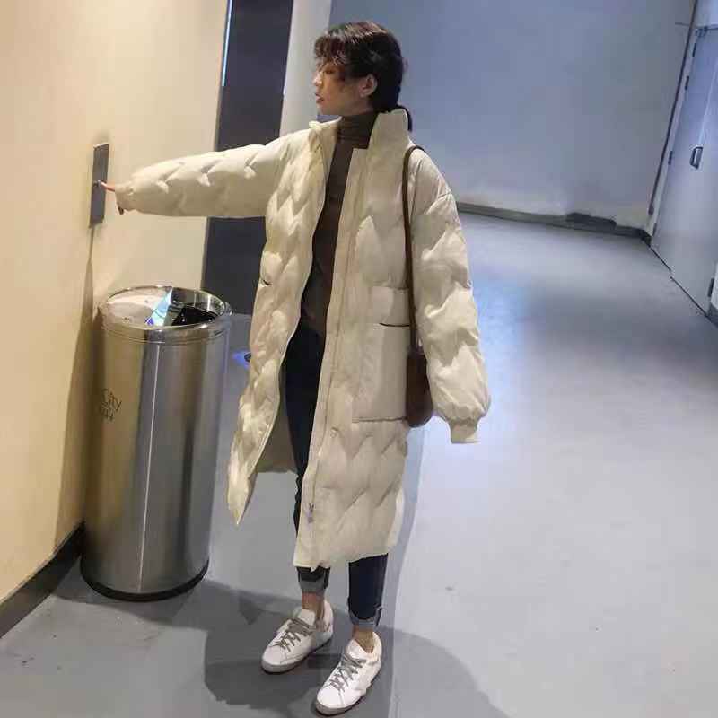 Women's Cotton-padded Jacket Over The Knee Mid-length Stand-up Collar Bread Jacket Down Coat Cotton-padded Jacket