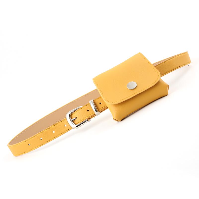 Belt Women Grainy Faux Leather Waist Belt Buckle Waistband with A Small Bag Adjustable