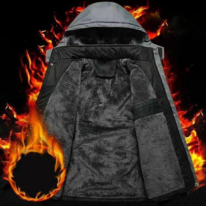 Men's Cotton-padded Jacket Plus Velvet Thickening Anti-fouling Warm Jacket Winter Windproof and Waterproof Jacket Men's Plus Size Jacket