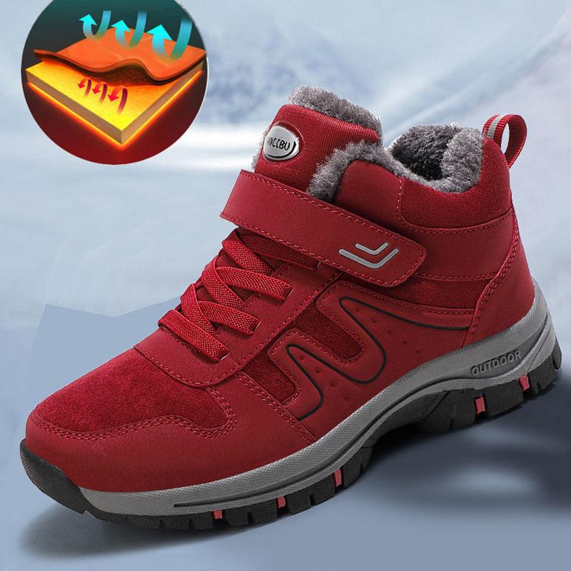 Walking Shoes Winter Cotton Shoes Plus Velvet Warm Leather Surface Waterproof and Ski-proof High-top Snow Boots Male