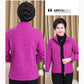 Middle-aged Elderly Women's Polar Fleece Sports Jacket Spring and Autumn Stand Collar Loose Outdoor Casual Sweatshirt Fleece Solid Color Short Top