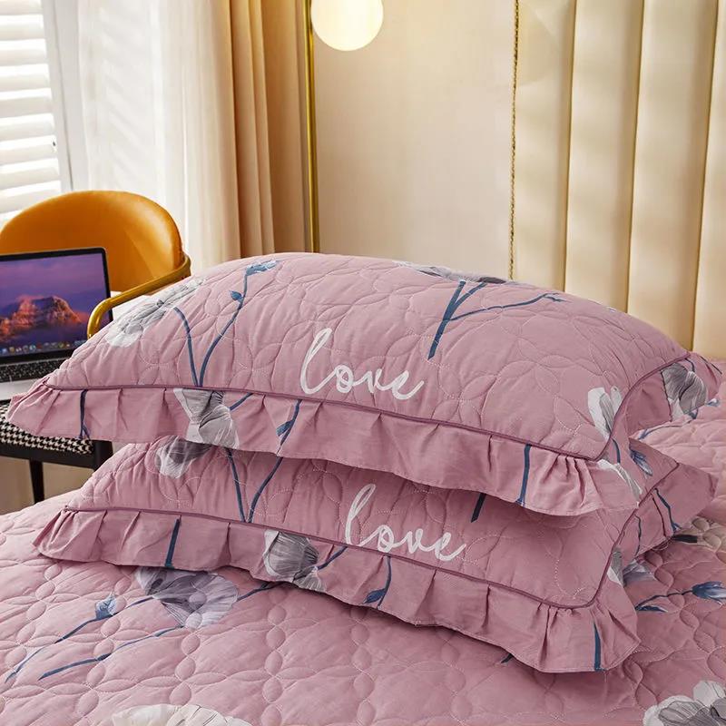 Pillowcase A Pair of Cotton Thickened Double Pillowcase Simple Printing Zipper Pillowcase