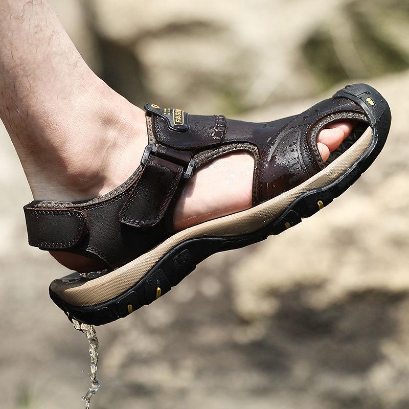 Sandals Leather Men's Shoes Outdoor Beach Shoes Men's First Layer Cowhide Sandals Men's Shoes