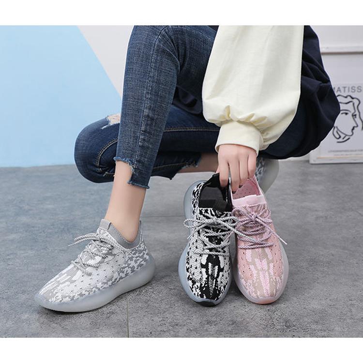 Knitted Sports Shoes Female Spring Coconut Shoes Rainbow Jelly Bottom Flying Woven Woman Sneakers