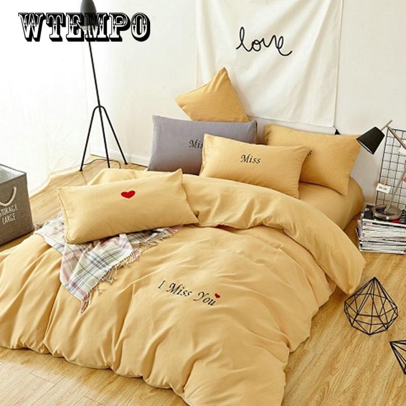 I MISS YOU Bedding Set Applique Embroidery Duvet cover set Bed Sheet Pillowcases Queen King