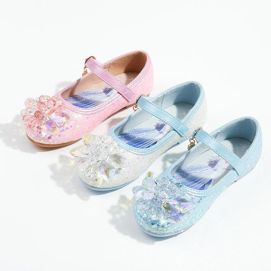 Sequin Baby Princess Shoes Autumn 2021 Girls Leather Shoes Soft Sole Little Girl Children Crystal Shoes Single Shoes