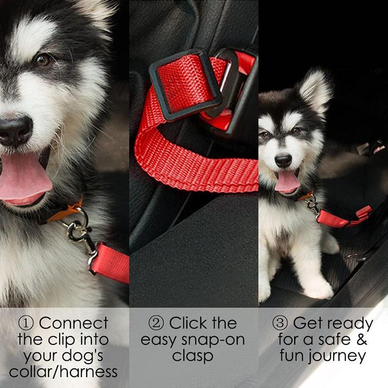 Adjustable dog safety car harness, dog seat belt-durable car dog seat belt-dog car seat belt, large dog, medium and small dog seat belt