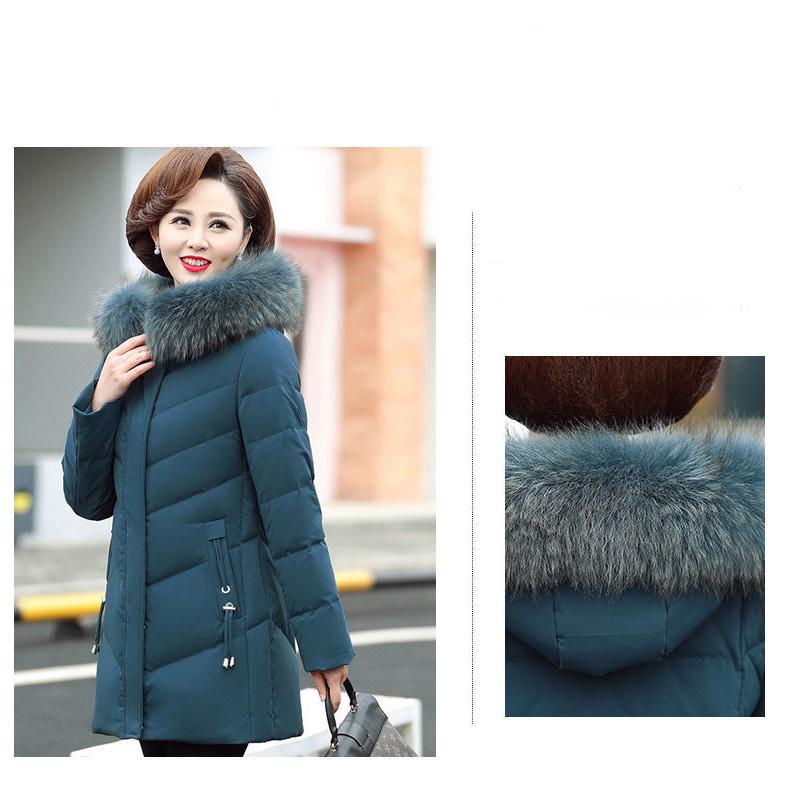 Middle-aged and Elderly Pure Color Simple Down Cotton Jacket Mid-length Spring and Autumn Women's Clothing