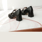 French Girl Single Shoes Small High Heels Thick Heels Retro  Gentle Mid-heel All-match