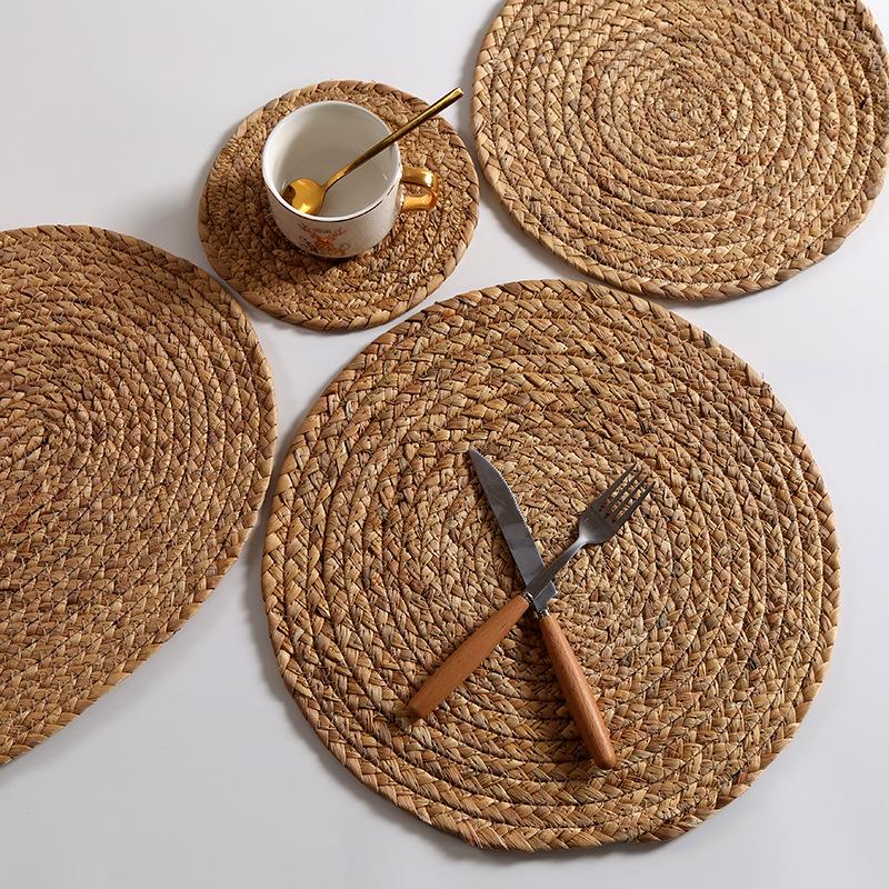 Hand-made Gourd Grass Woven Heat Insulation and Anti Scalding Dining Mat Household Dining Table Mat