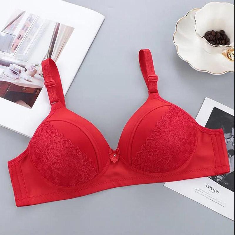 Spring and Summer Thin Breathable Skin-friendly Lace Pattern Without Steel Ring Gather Large Size Women's Underwear Bra