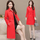 Women's Windbreaker Mid-length Spring and Autumn Solid Color Korean Version Slim Waist Tightening Large Size Slim Coat